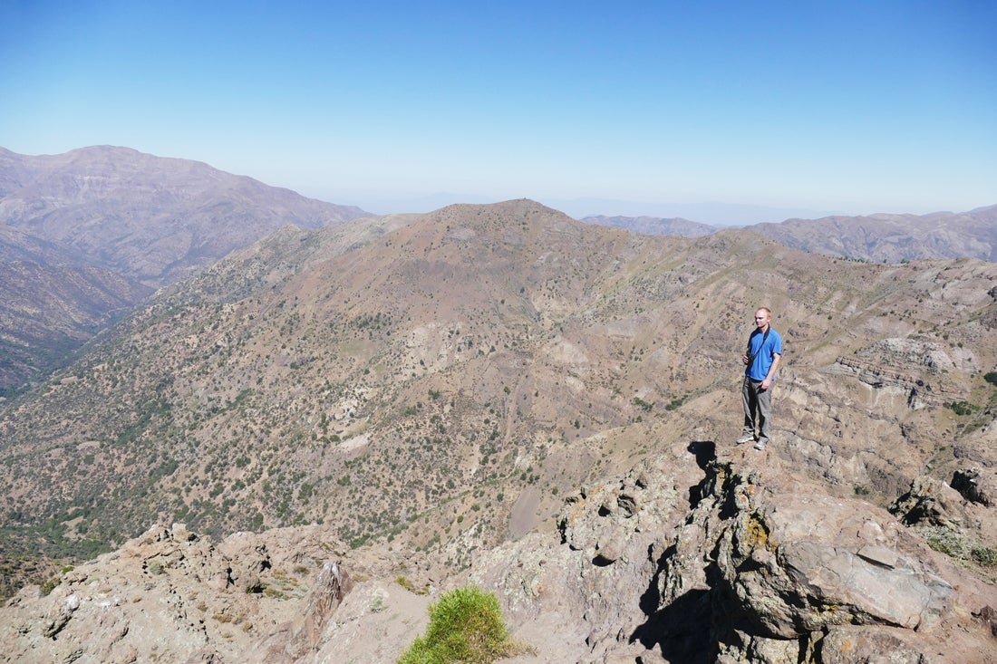 Noah, at about 10,000 feet in the Andes east of Santiago. Noah Strycker