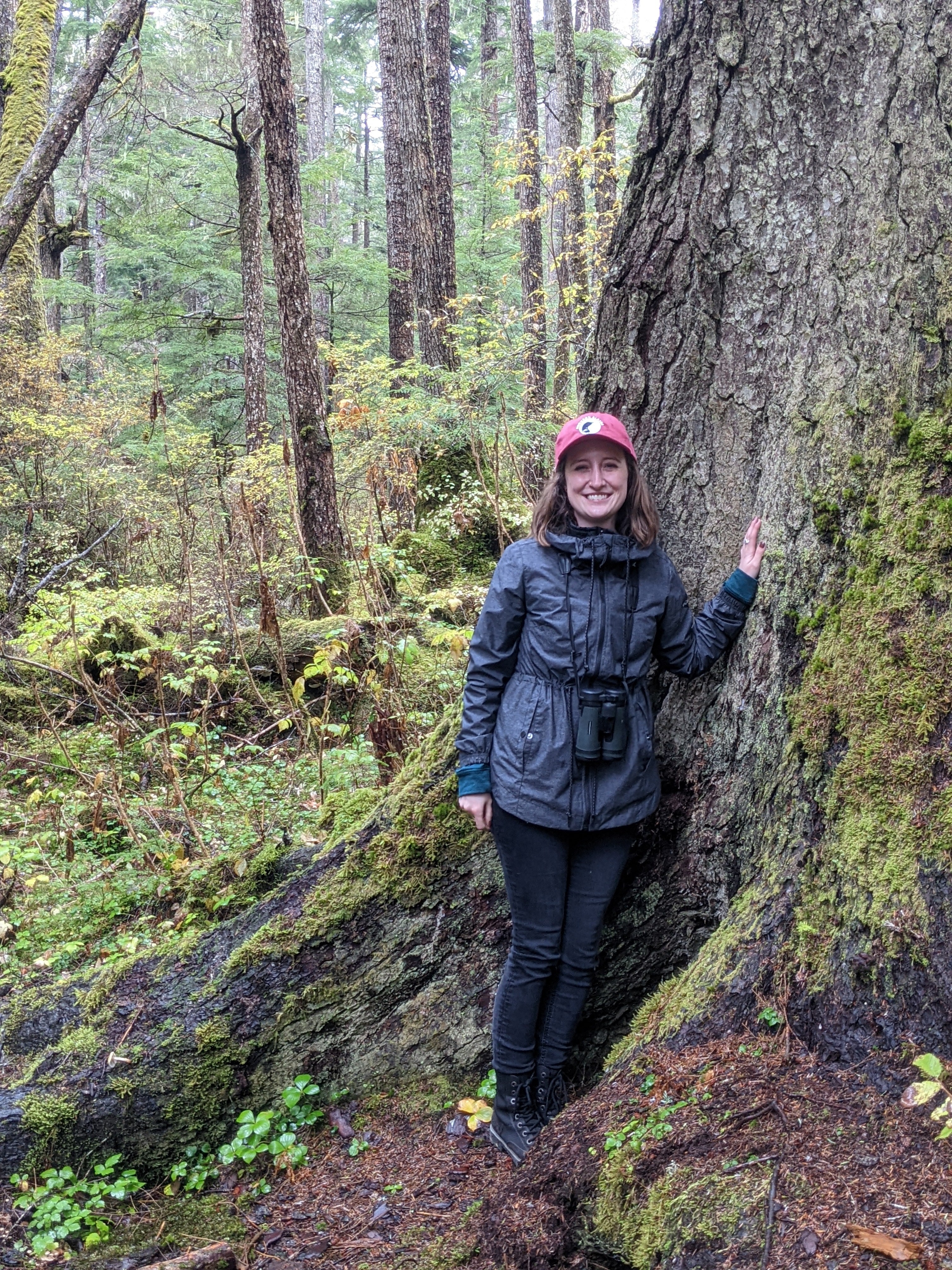 Woman standing in rainforest