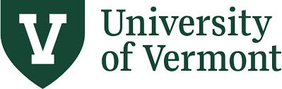 University of Vermont written in green next with a white V in a green shield on the right.