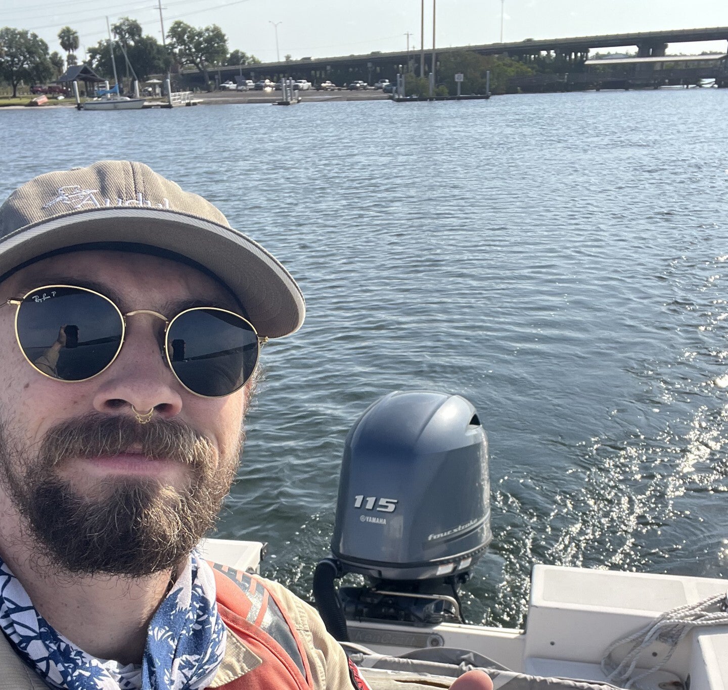 aaron white on a boat