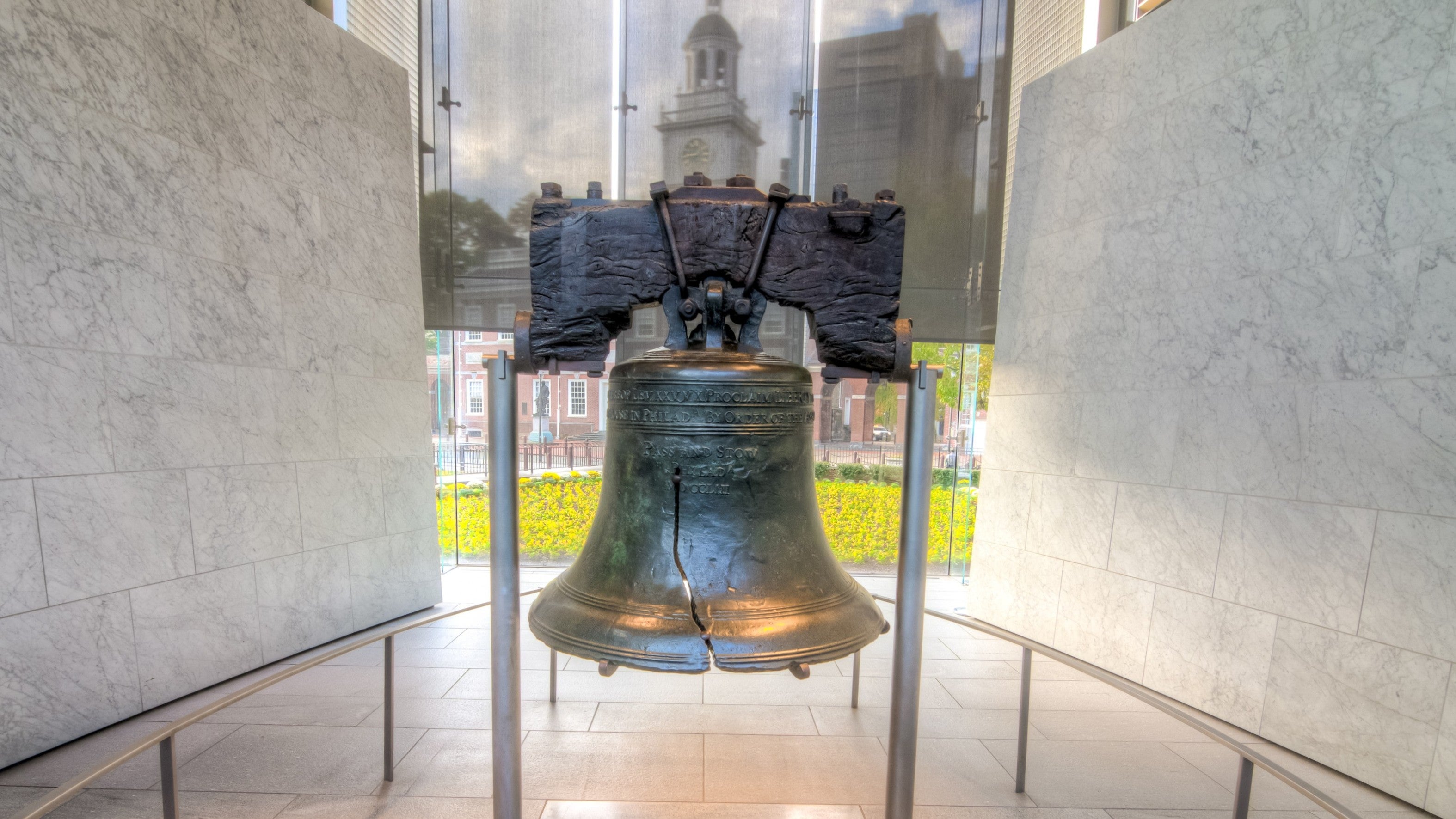 Liberty Bell in pavilion.