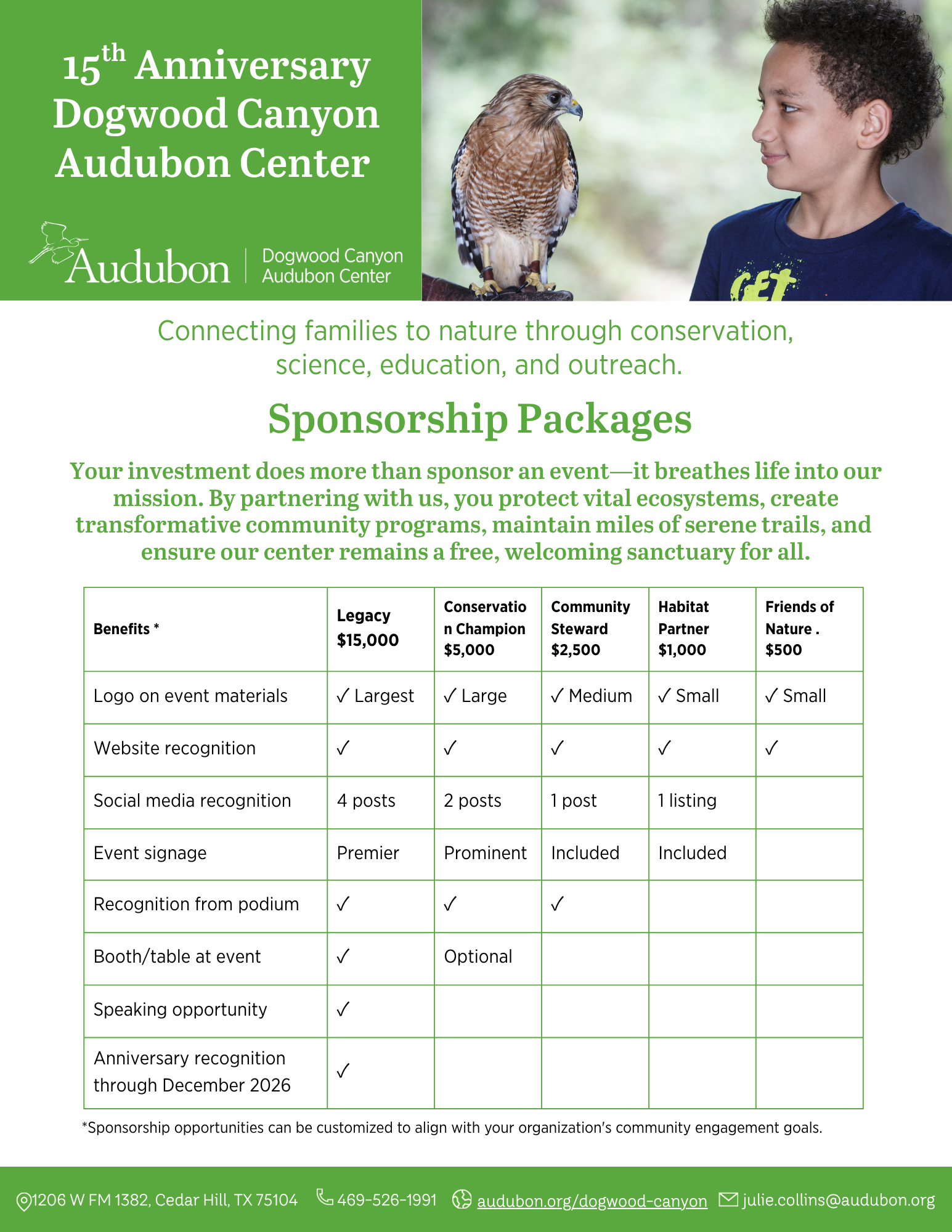 15th Anniversary DCAC Event-Sponsorship Levels