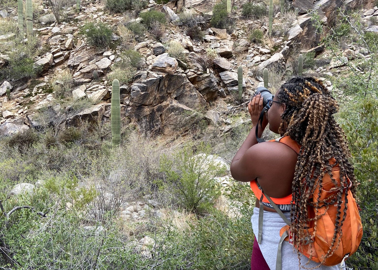 Earyn McGee birding. Zeina Peterson