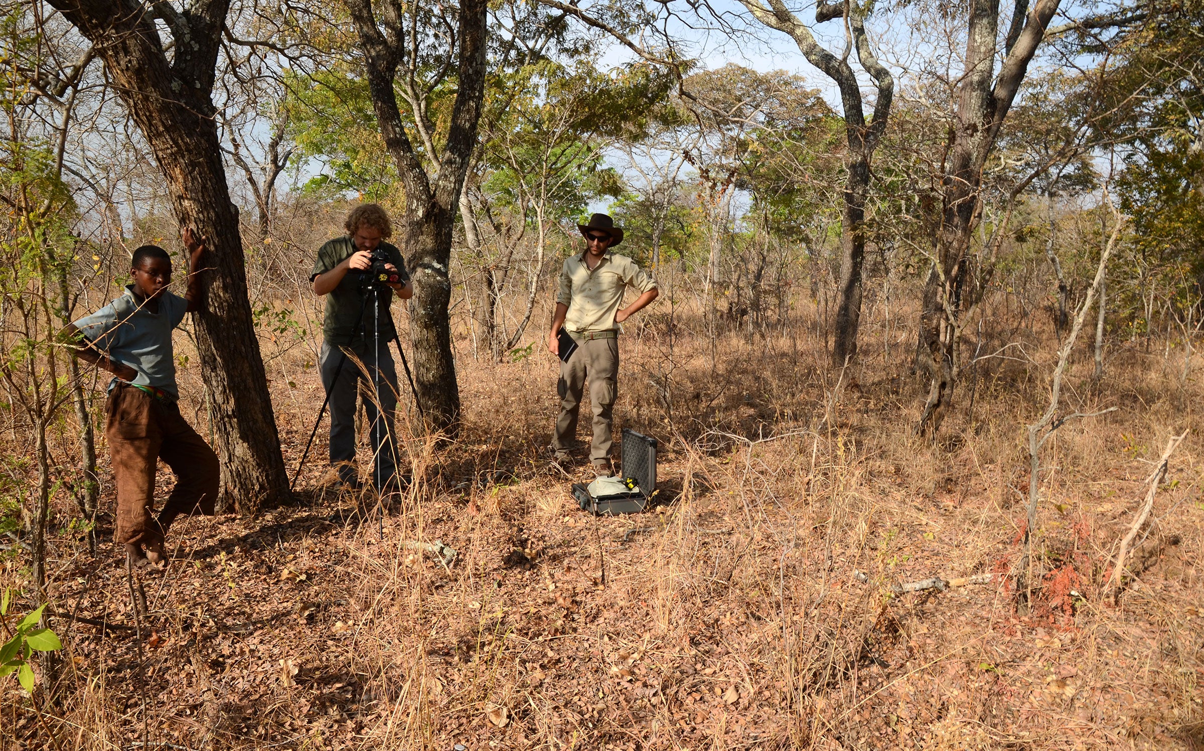 The Project Nightjar team photographs a subject from a safe distance. Claire Spottiswoode