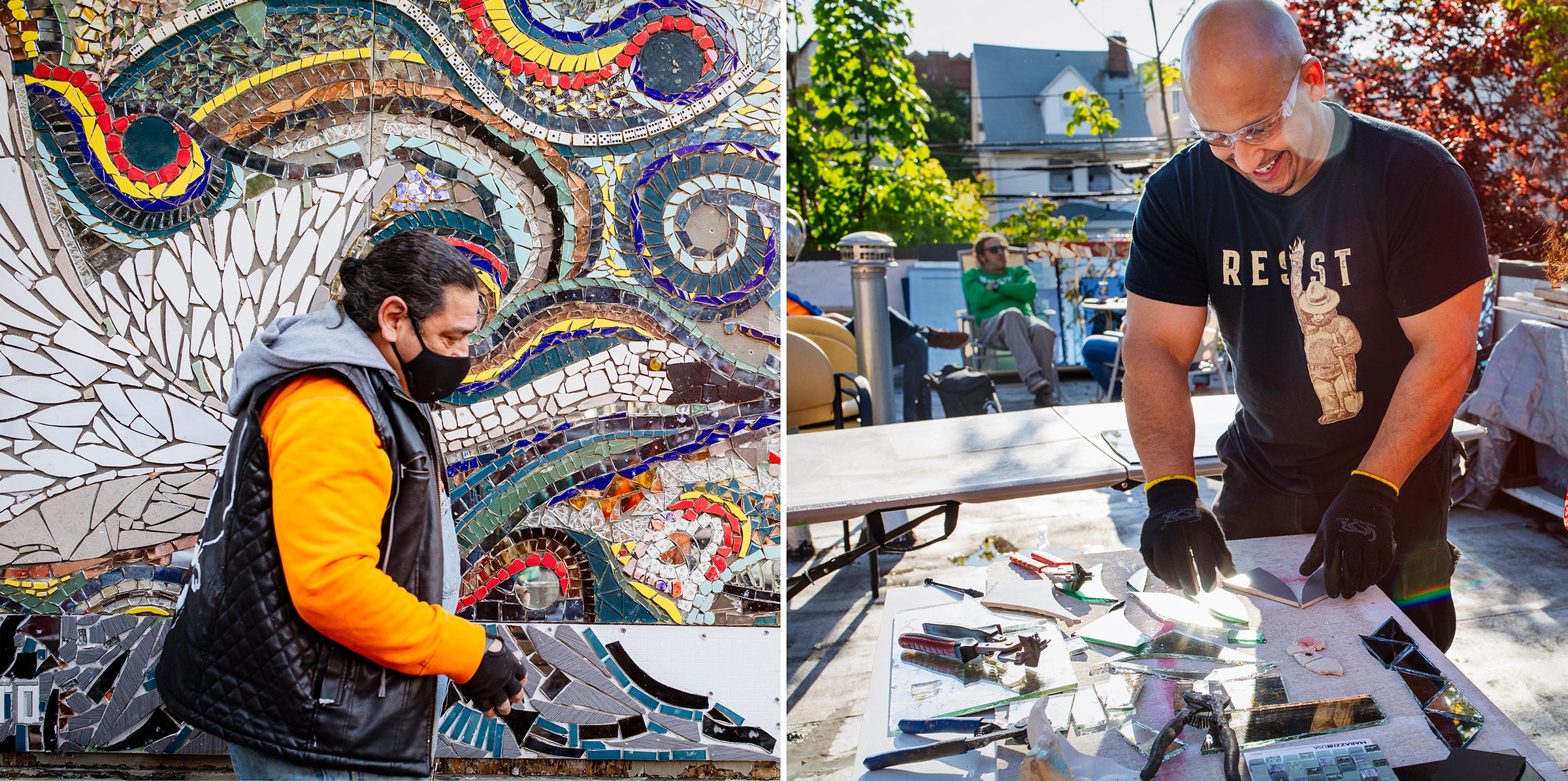 Artists Carlos Pinto on location and John Sear in the Brooklyn studio. Mike Fernandez/Audubon