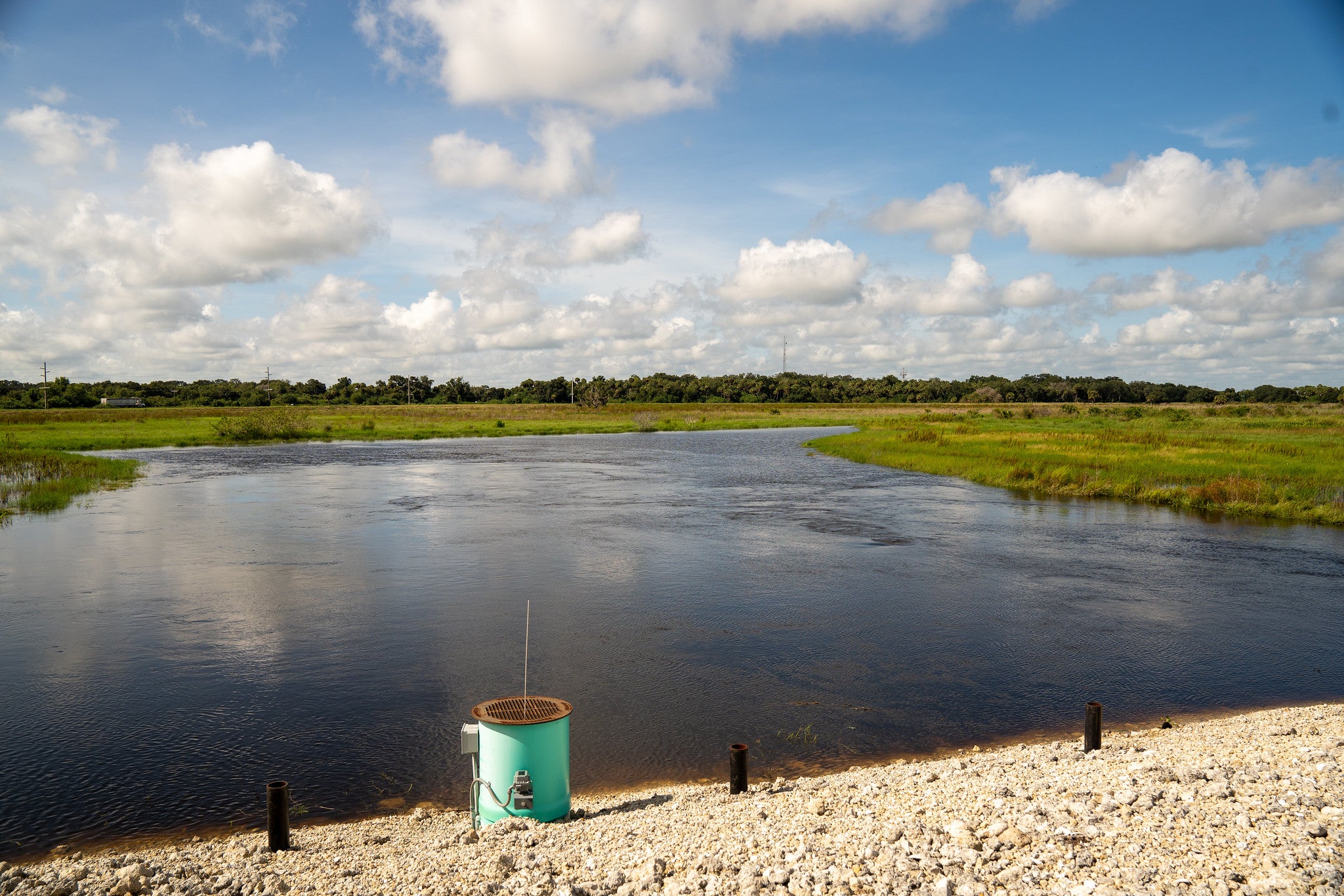 Pumped water filling the Brighton Valley project. Photo: SFWMD