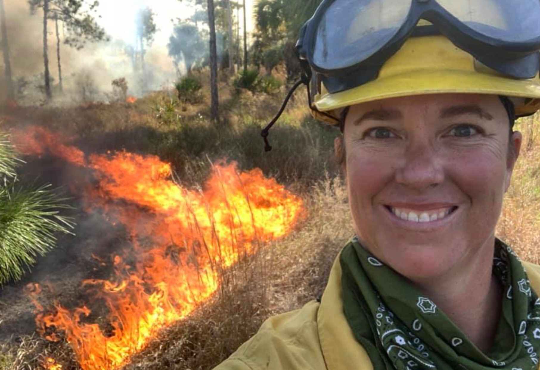 Allyson Webb conducts a prescribed fire at Corkscrew Swamp Sanctuary.