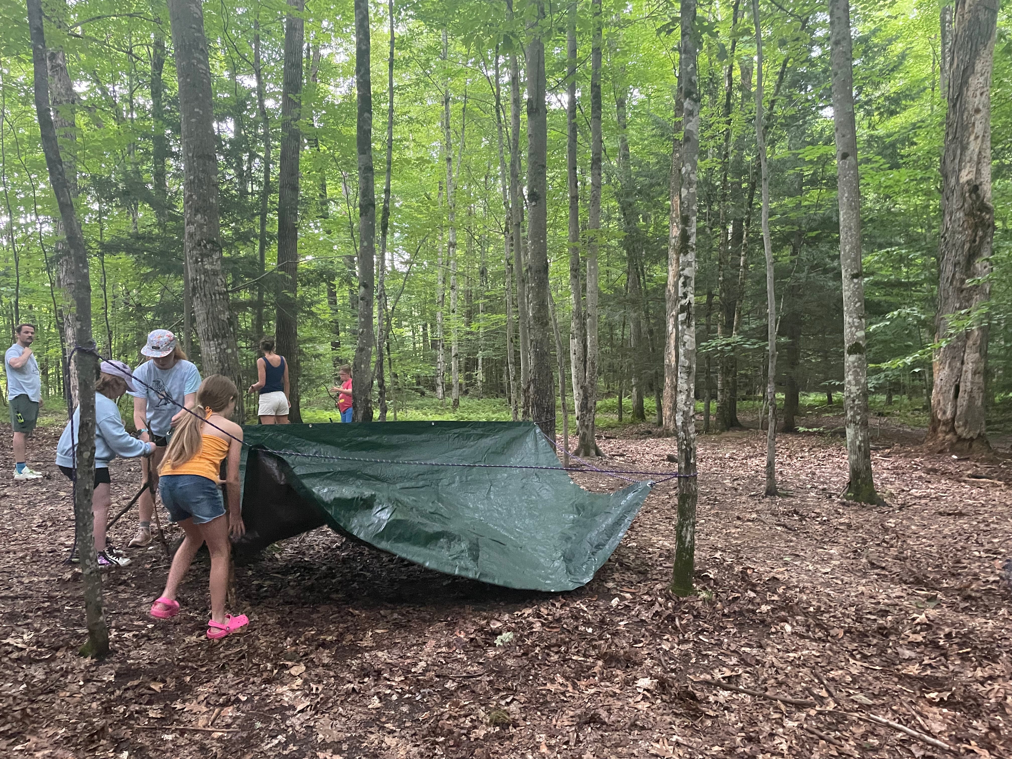 Shelter buidling with tarps
