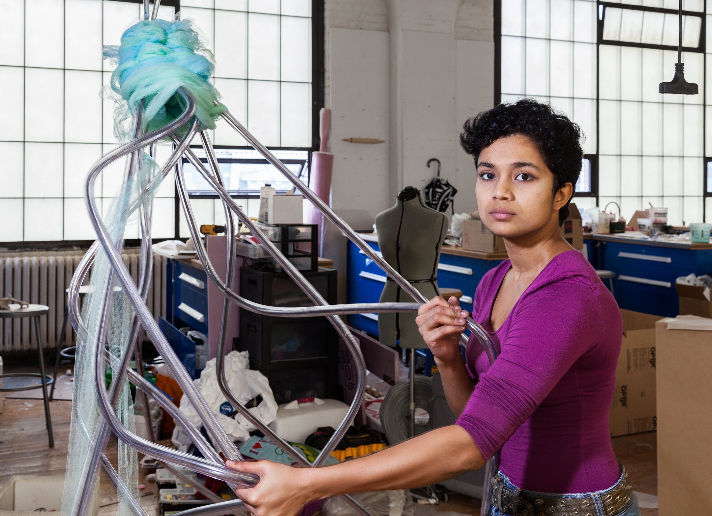 Senior Durga Gawde in her studio in the sculpture department. Richard Barnes