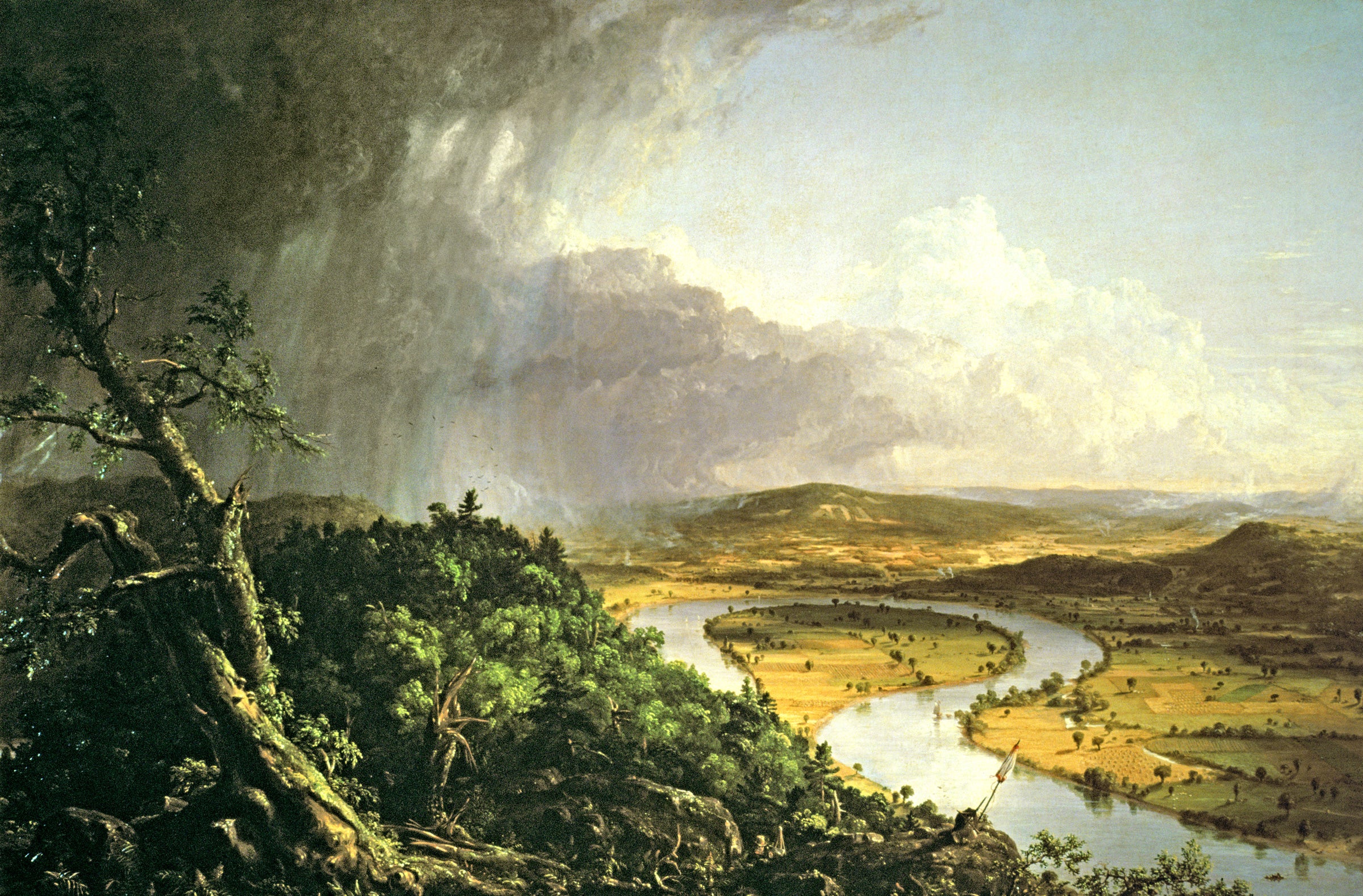 The Oxbow (the Connecticut River near Northampton) 1836 (oil on canvas). Thomas Cole/Metropolitan Museum of Modern Art/Boltin Picture Library/Bridgeman Images