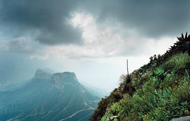 Low clouds sweep past Cerro de la Medio Luna, a small part of the million-acre Sierra Gorda Biosphere Reserve in eastern Mexico. A drive to save the preserve’s biological treasures also protects the region’s rich cultural heritage. Ewan Burns