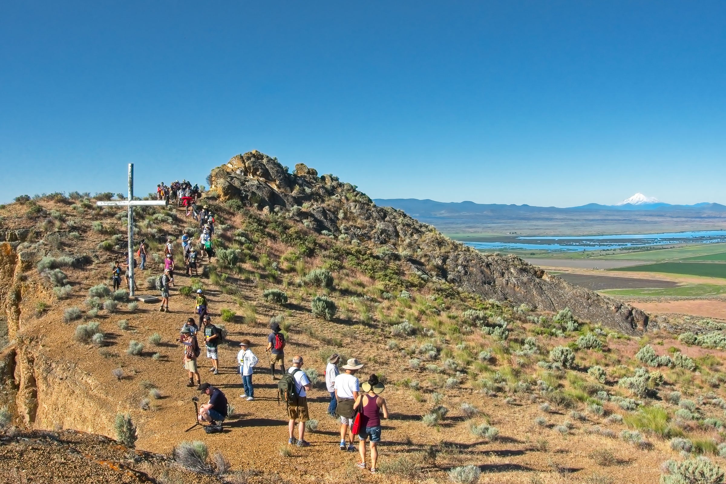 The Tule Lake Segregation Center in California once held 18,000 incarcerees. A hike to the top of Castle Rock gives a view of the memorial, the neighboring national wildlife refuge, and the larger Klamath Valley. Glenn Nelson