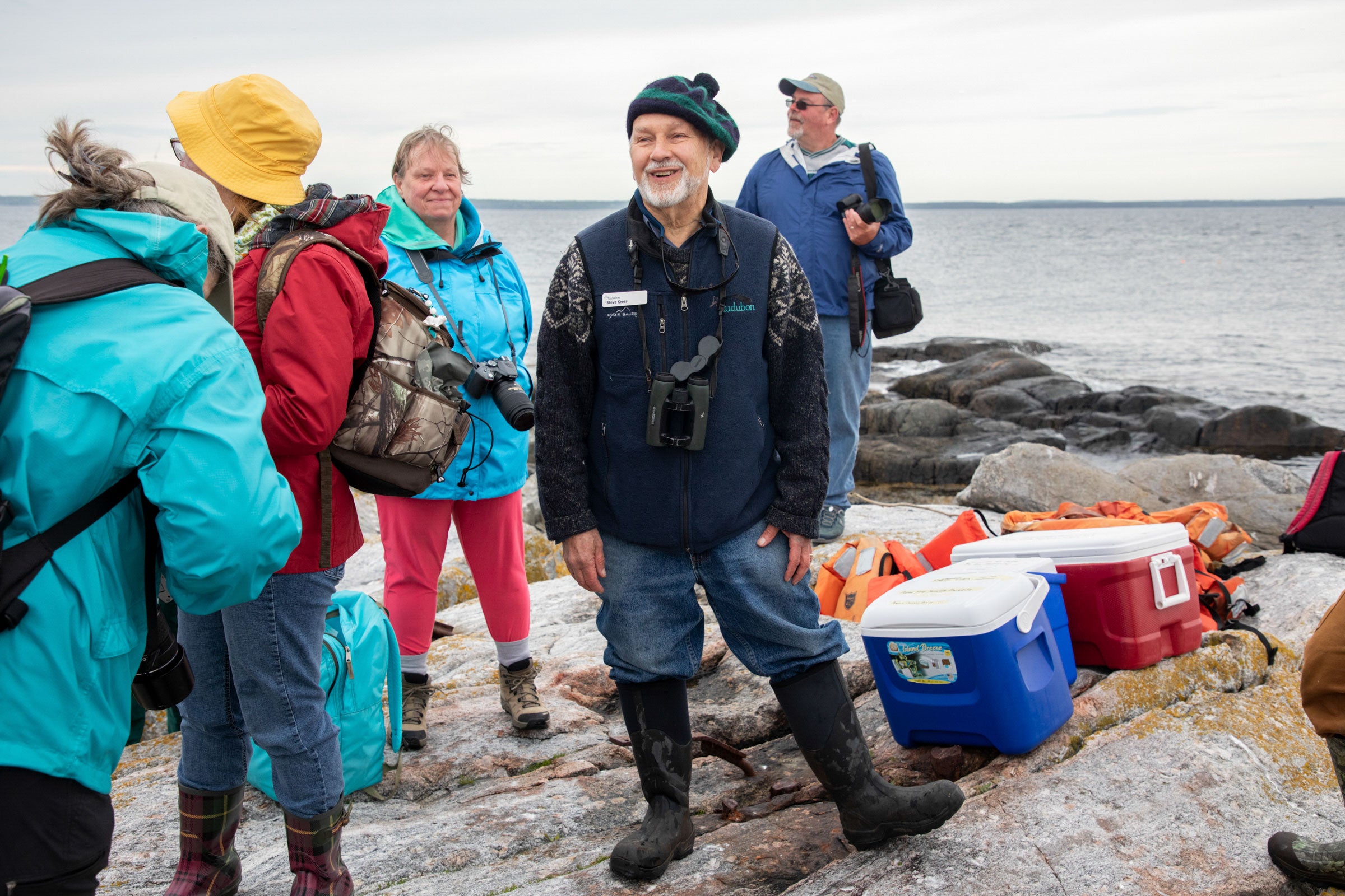Renowned seabird biologist Steve Kress leads an expedition to Eastern Egg Rock with a week-long workshop Thursday, June 13, 2019. Luke Franke/Audubon