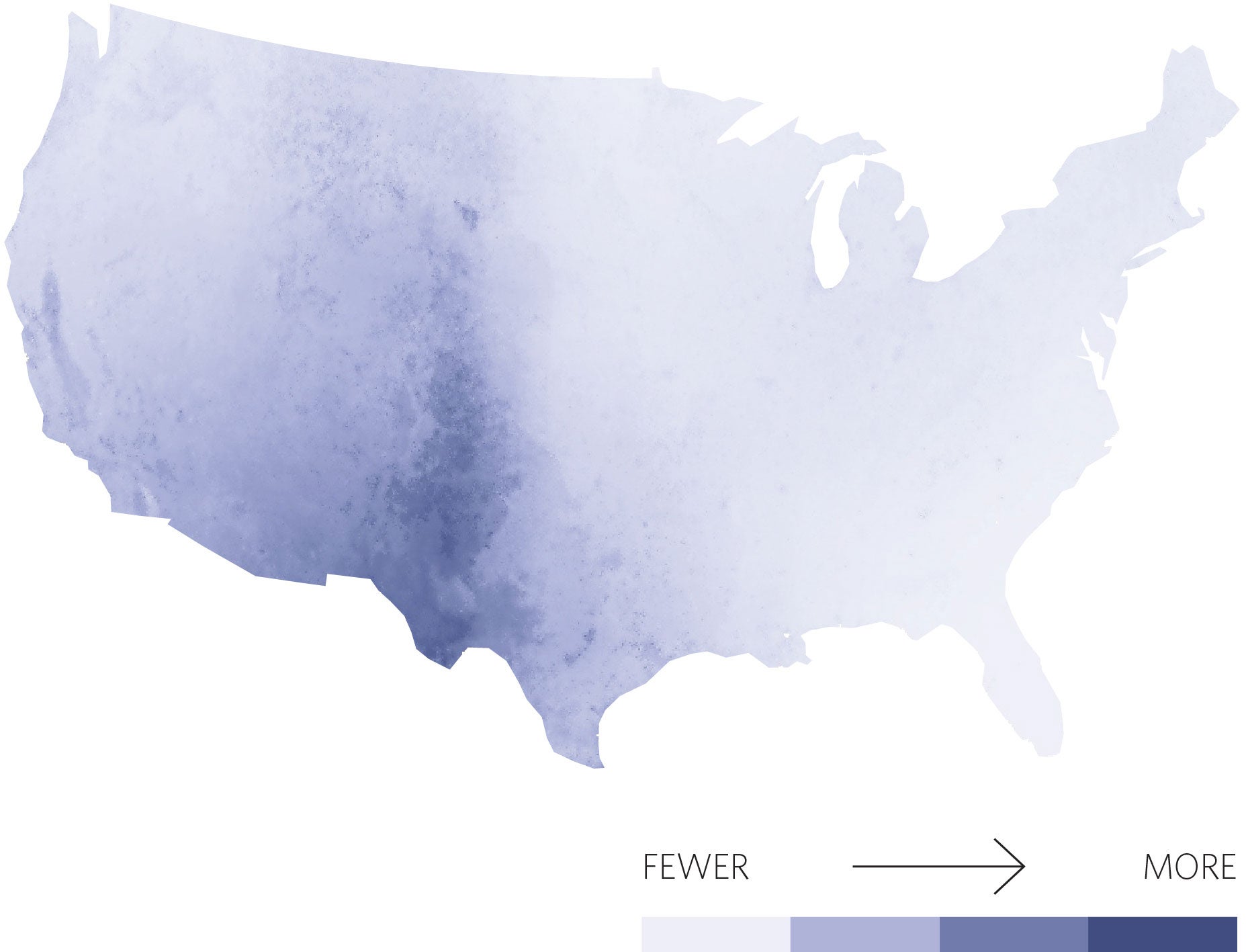 Este migración es probable que contribuyera con las manchas brillantes del mapa principal sobre Texas y Nebraska mientras estaba en viaje a México y más allá. Ilustración: Katie Peek